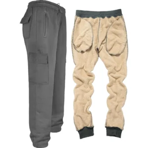 Mens Cargo White Sherpa Joggers