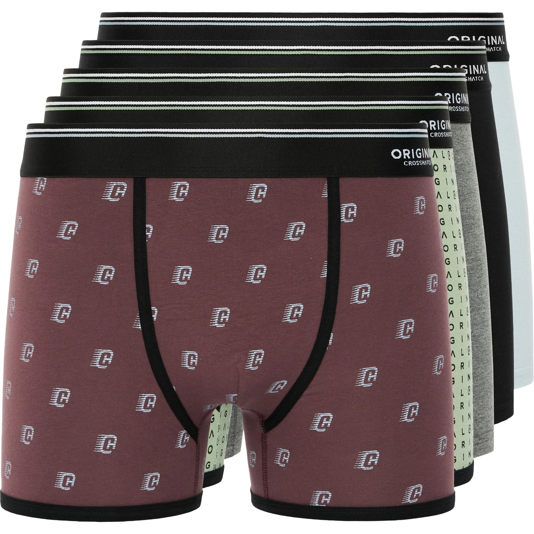 Mens 5 Pack Crosshatch Motfix Boxer Shorts
