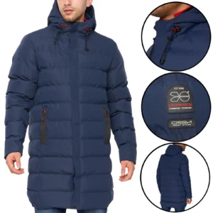Mens Crosshatch Longkamp Padded Hooded Jacket