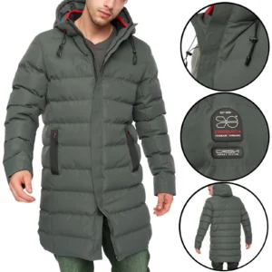 Mens Crosshatch Longkamp Padded Hooded Jacket