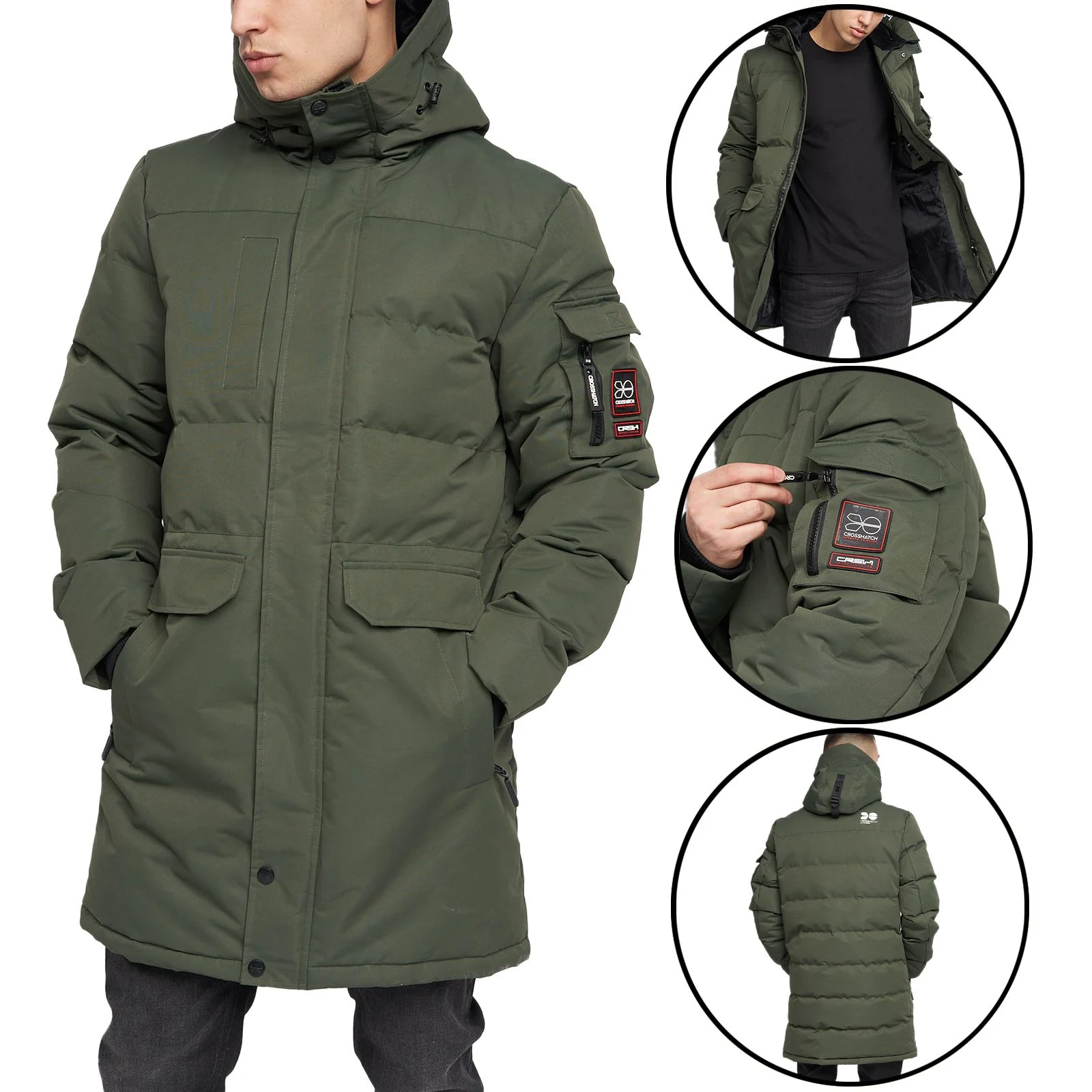 Mens Crosshatch Malwaka Fleece Lined Padded Hooded