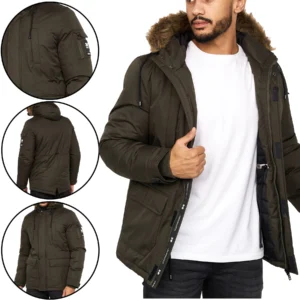 Mens Crosshatch Parkmore Padded Hooded Jacket