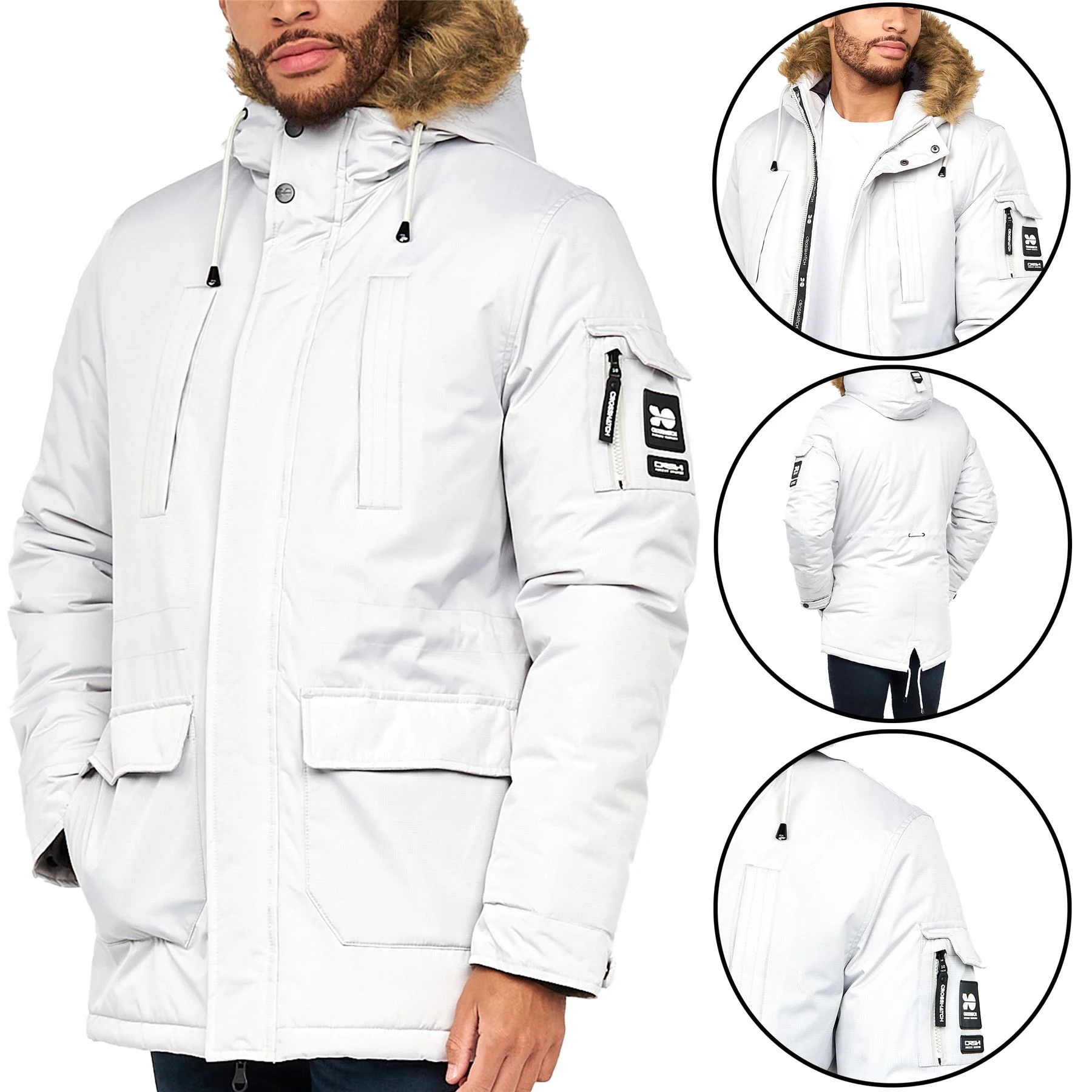 Mens Crosshatch Parkmore Padded Hooded Jacket