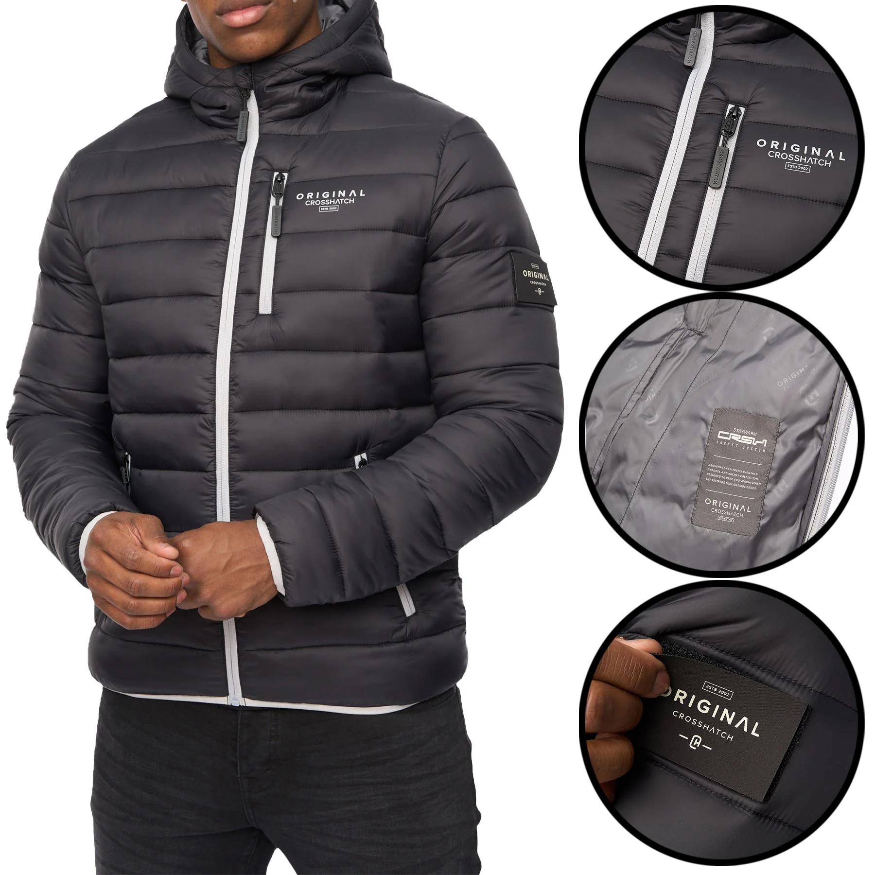 Mens Crosshatch Phelpmans Padded Waterproof Hooded Jacket