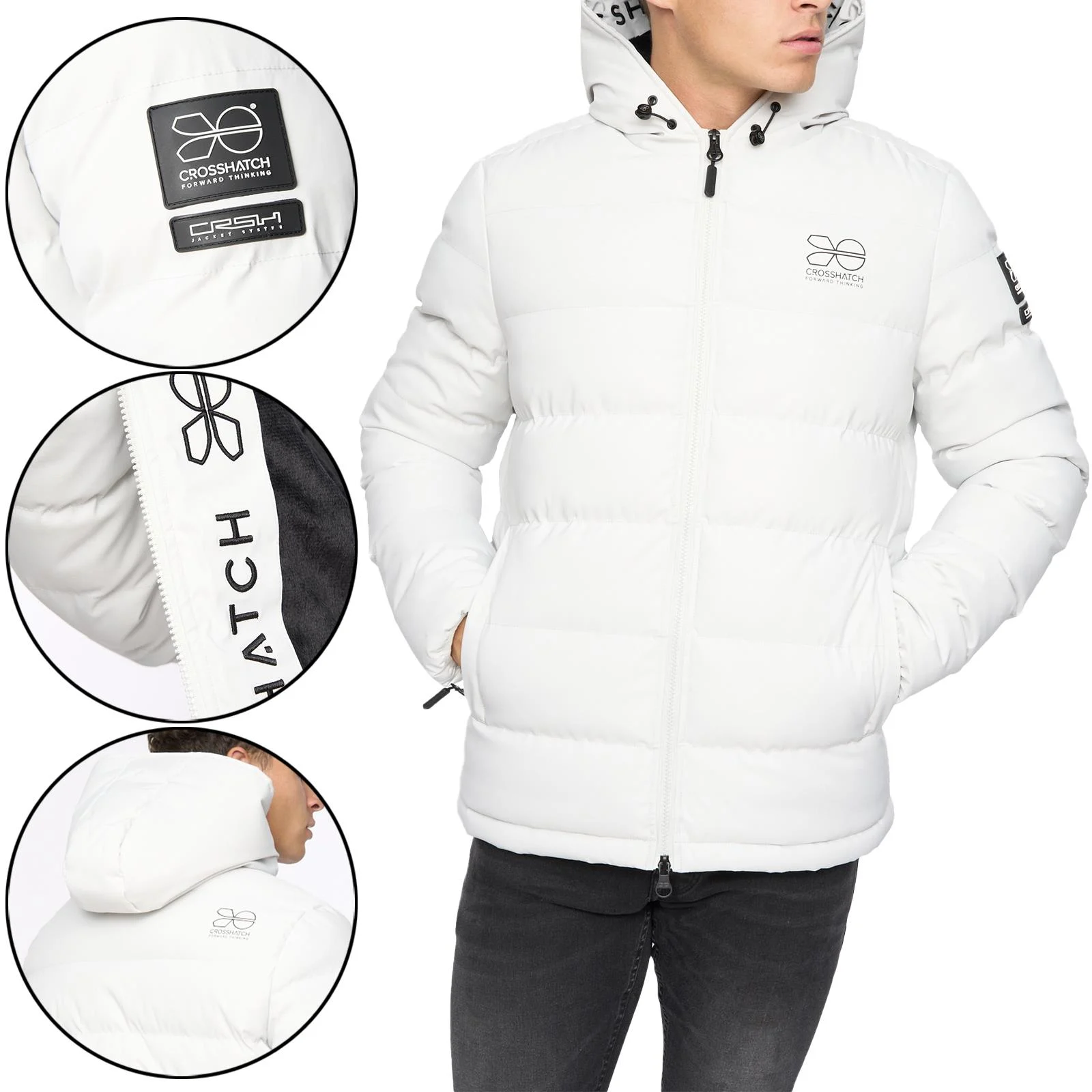 Mens Crosshatch Pitsburg Fleece Lined Padded Zip