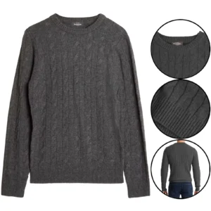 Mens Chunky Knitted Round Neck Jumper