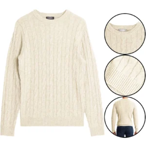 Mens Chunky Knitted Round Neck Jumper