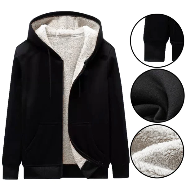 Mens Classic Sherpa Lined Padded Zip Up Hooded Jacket
