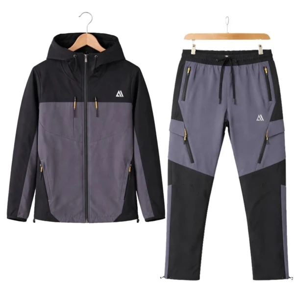 Mens Tracksuits Cargo Zip Up Hooded Tracksuit Set