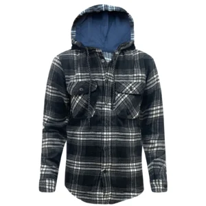 Mens Flannel Padded Check Hooded Jacket