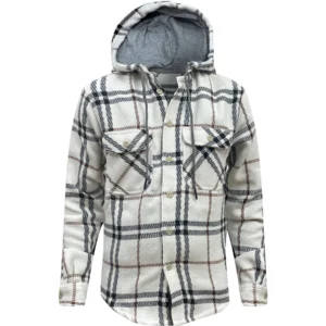 Mens Flannel Padded Check Hooded Jacket