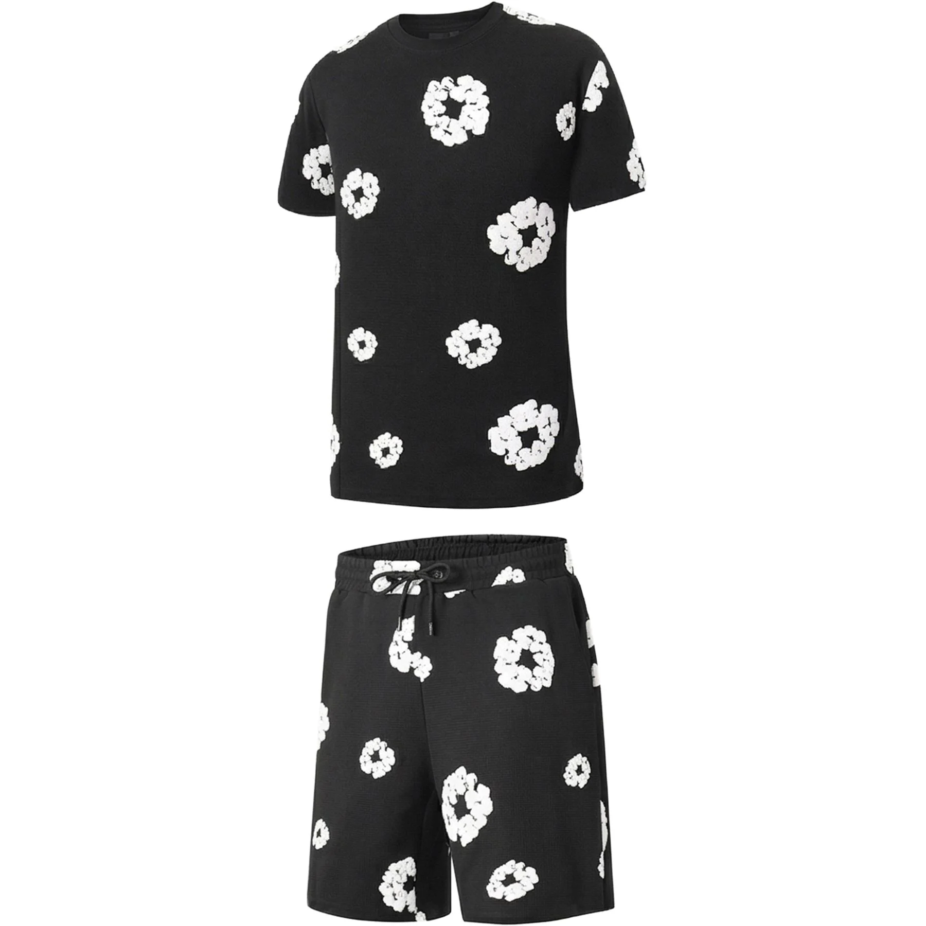 Mens 2 Piece Floral Stretch Short Set