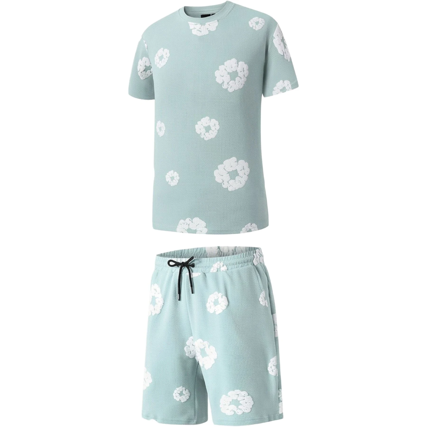 Mens 2 Piece Floral Stretch Short Set