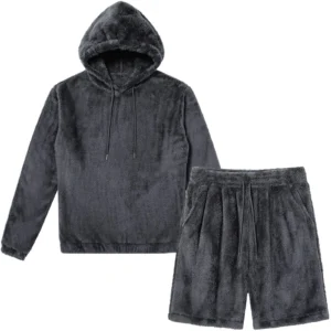 Mens Sherpa Lined Hooded Lounge Pyjama Set