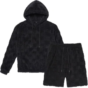 Mens Fluffy Sherpa Lined Hooded Lounge Short