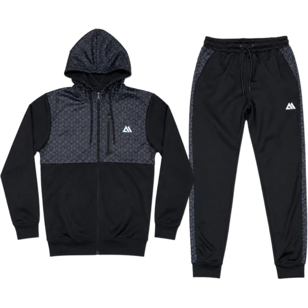Mens Jabal Geometric Stretch Hooded Tracksuit Set