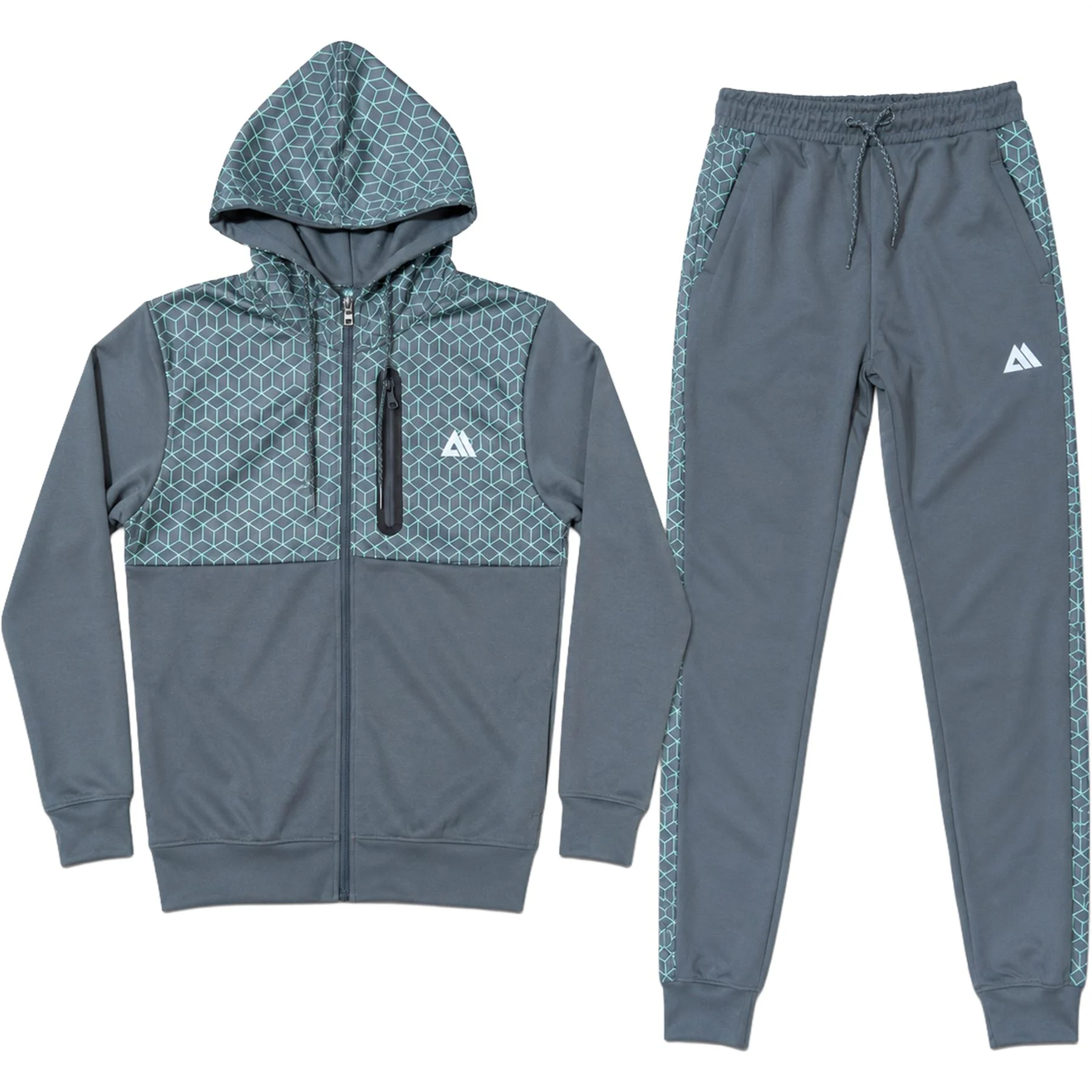 Mens Jabal Geometric Stretch Hooded Tracksuit Set