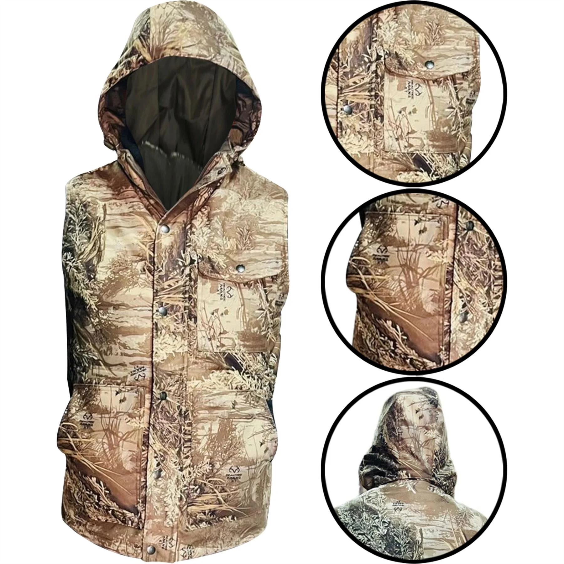 Mens Padded Waterproof Camo Gilet