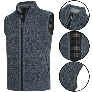 Mens Fleece Lined Knitted Zip Up Gilet