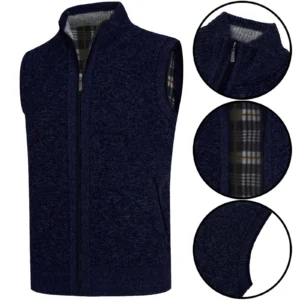 Mens Fleece Lined Knitted Zip Up Gilet
