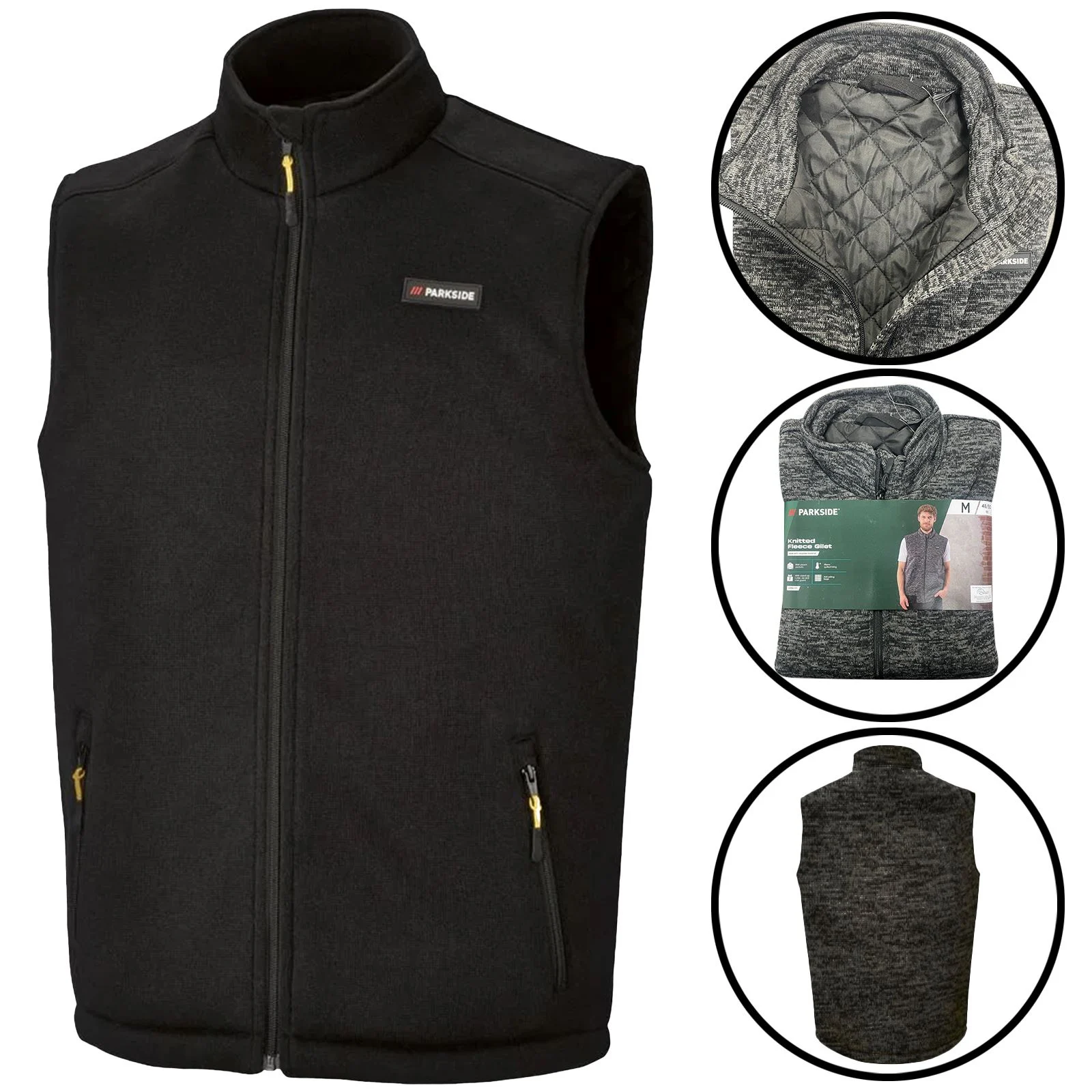 Mens Fleece Lined Padded Knitted Gilet