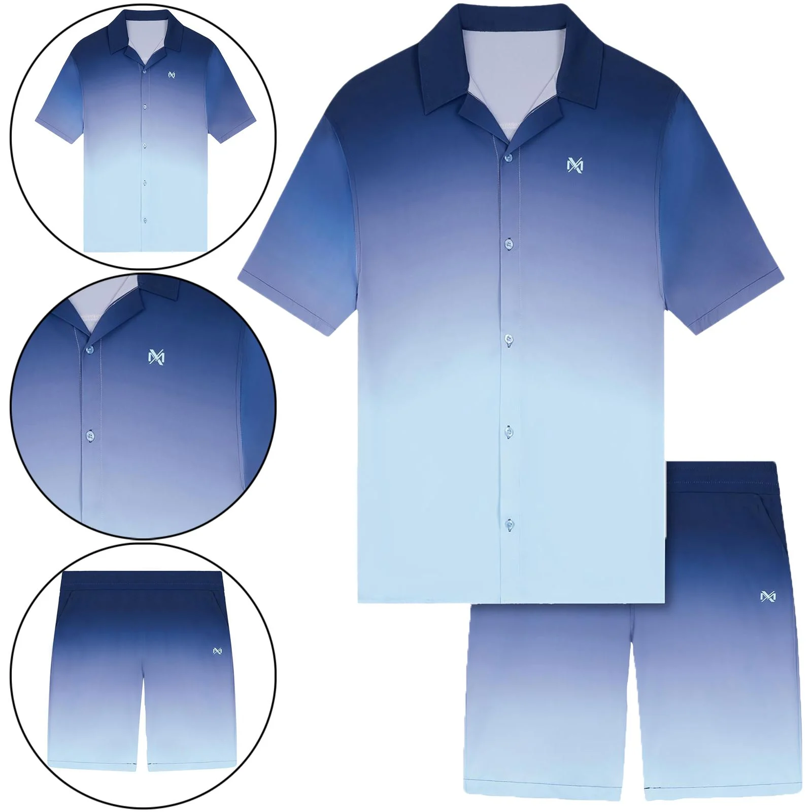 Mens 2 Piece Gradient Summer Short Set
