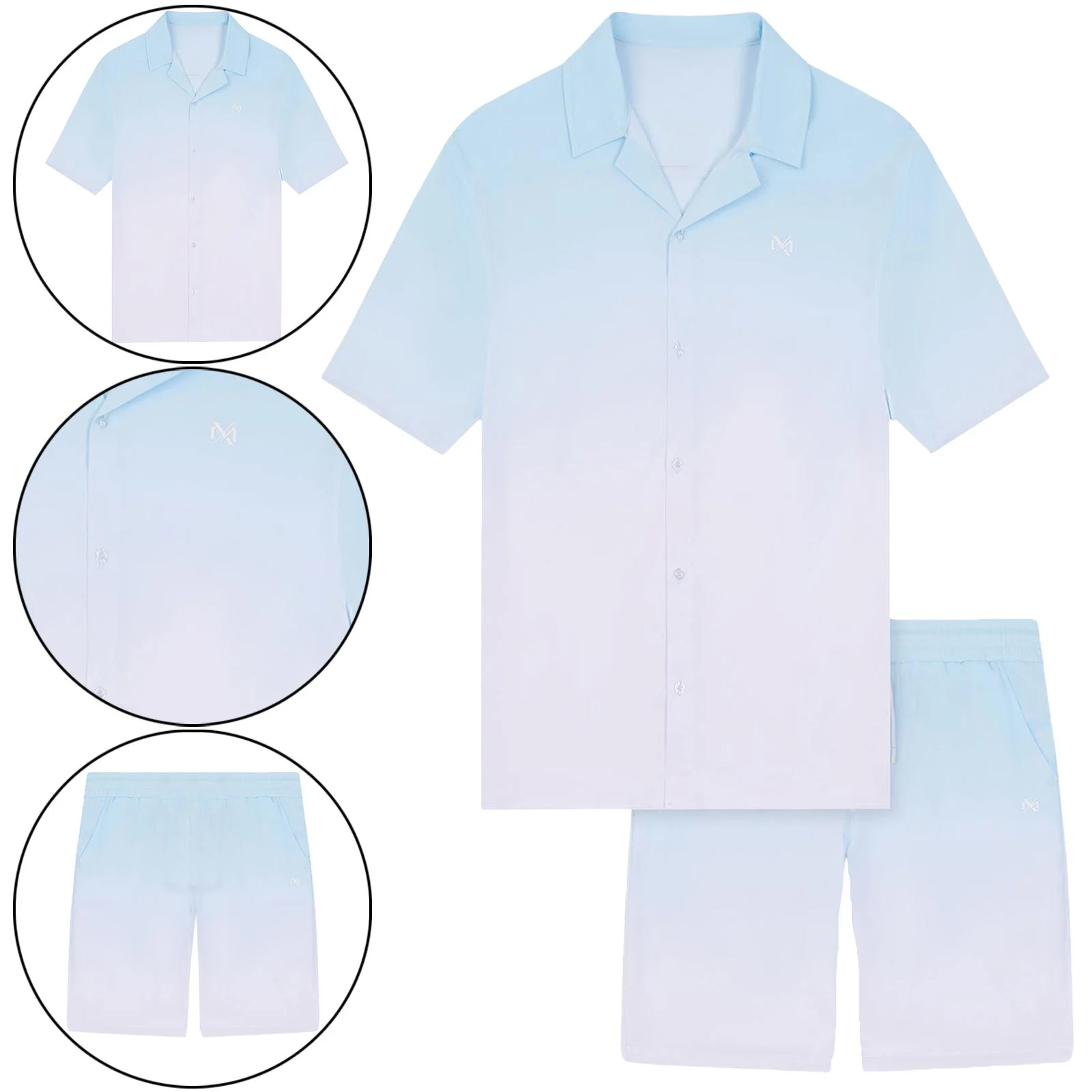 Mens 2 Piece Gradient Summer Short Set