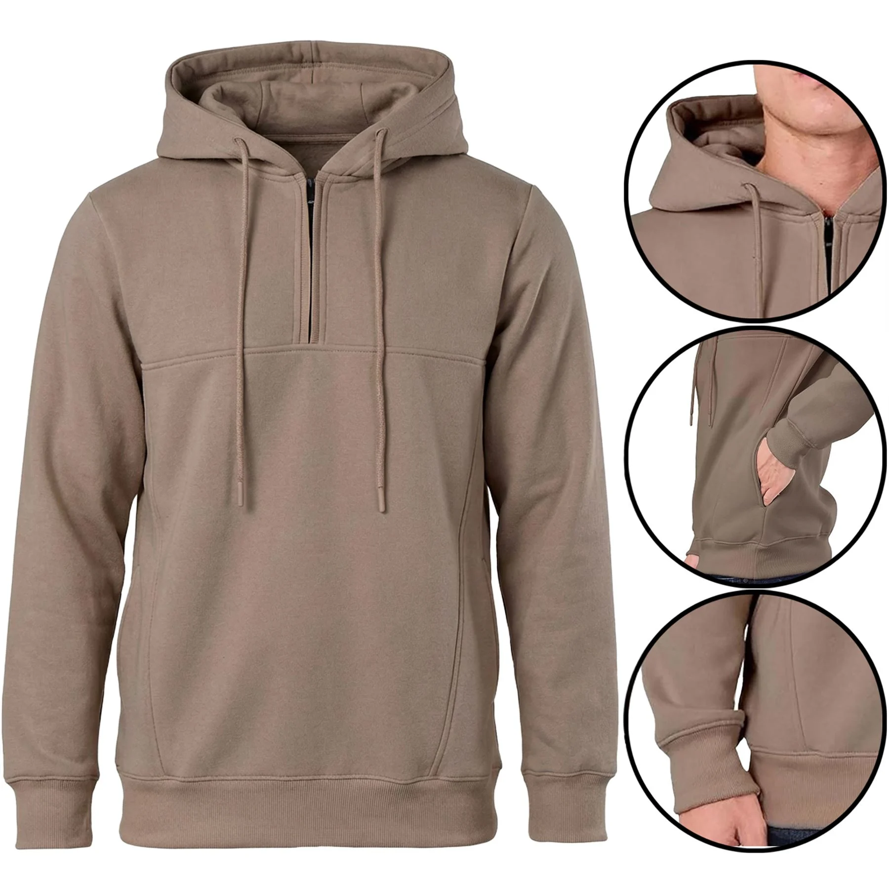 Mens Quarter Zip Zip Up Hoodie