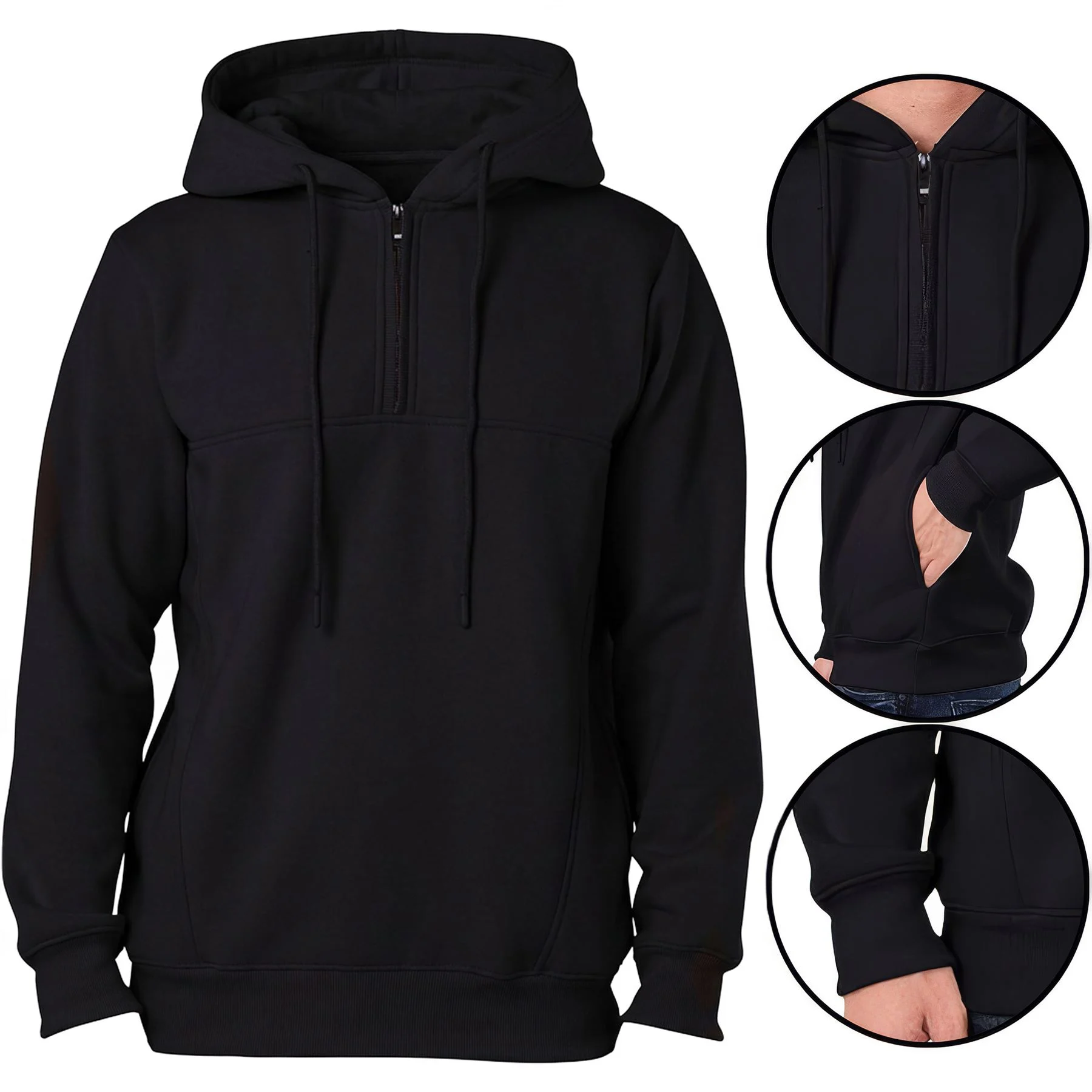 Mens Quarter Zip Zip Up Hoodie