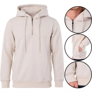 Mens Quarter Zip Zip Up Hoodie