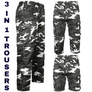 Mens 3 In 1 Camo Cargo Shorts