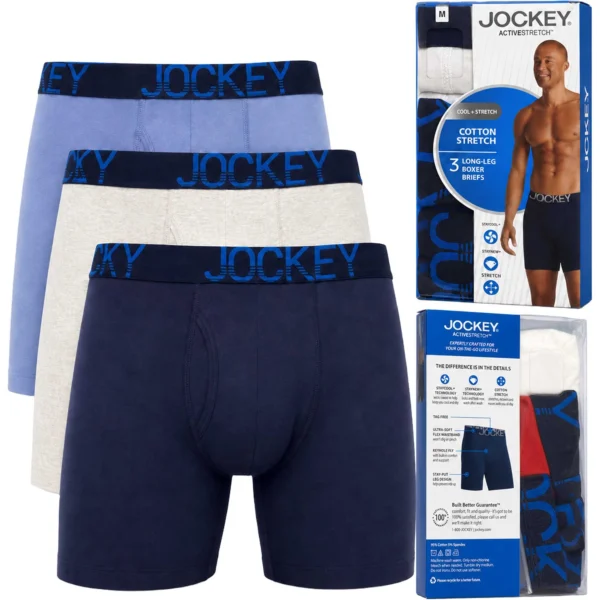 Mens 3 Pack Jockey Boxer Shorts