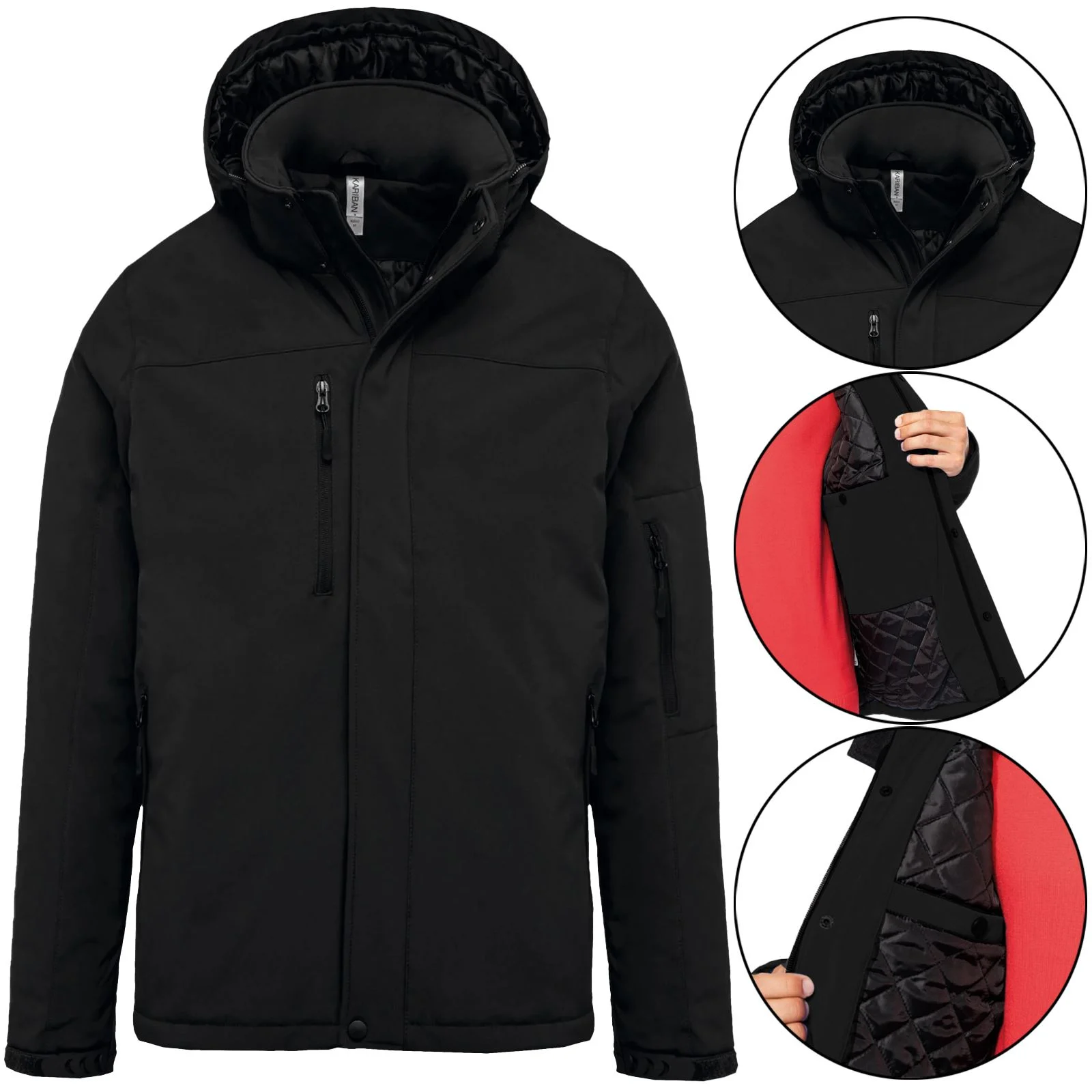 Mens Padded Fleece Lined Soft Shell Waterproof
