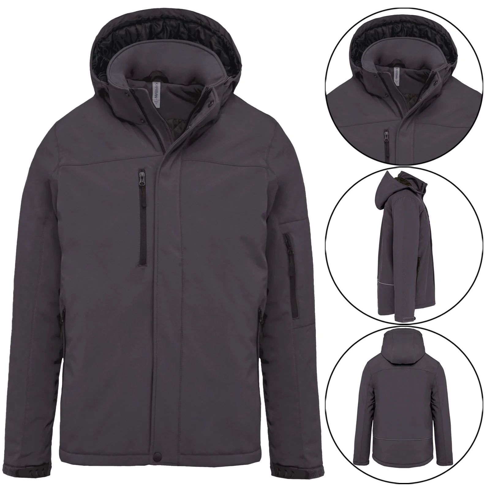 Mens Padded Fleece Lined Soft Shell Waterproof