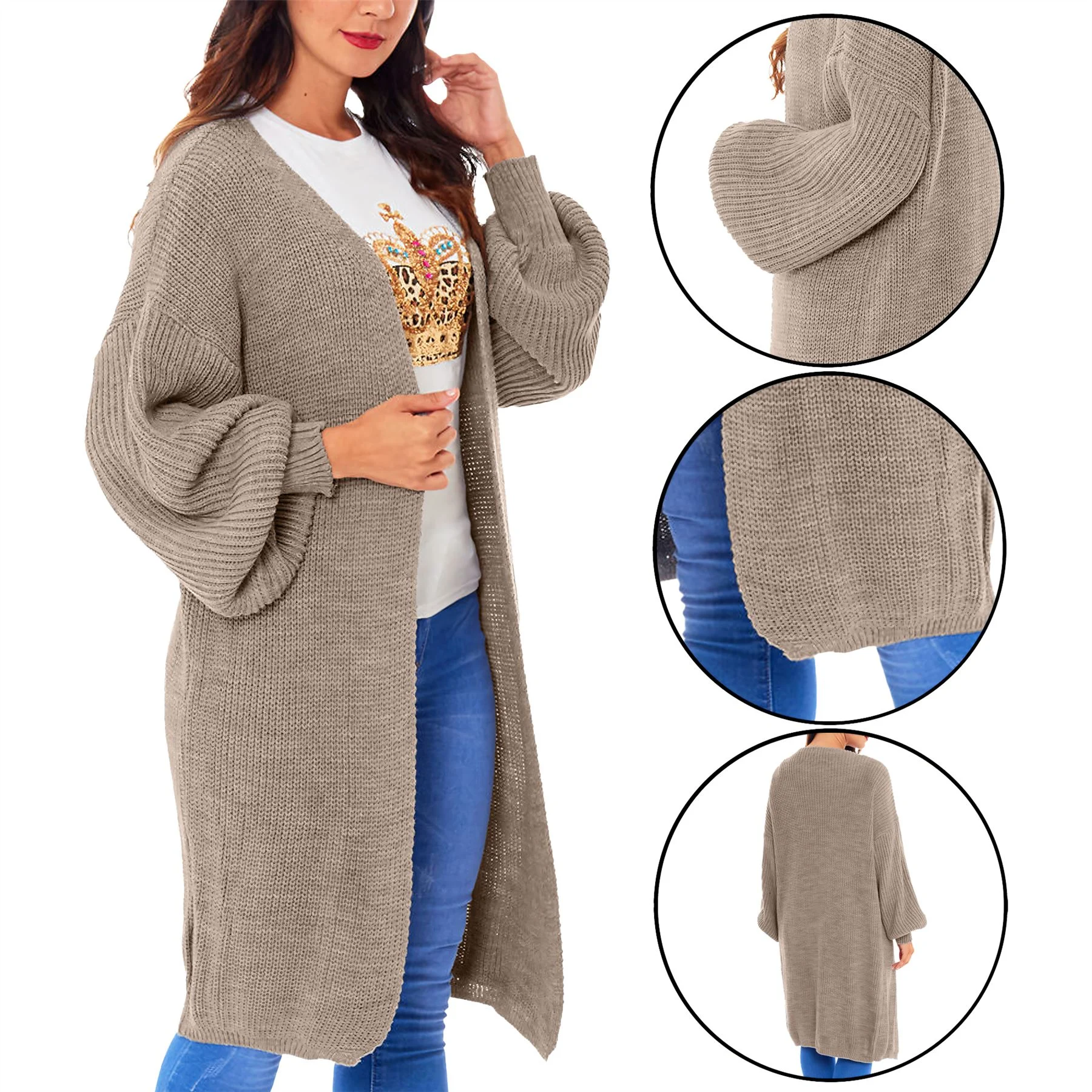 Womens Balloon Knitted Cardigan