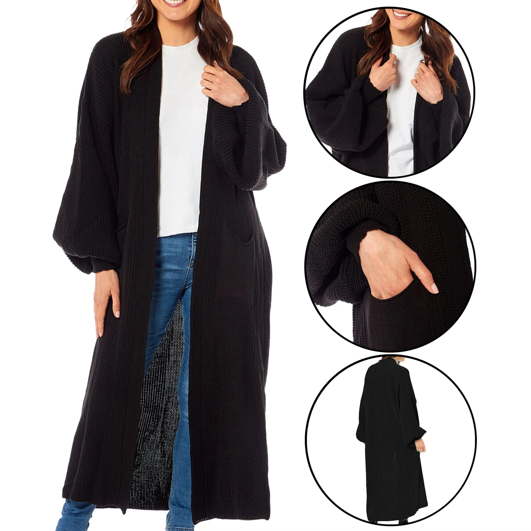 Womens Balloon Knitted Cardigan