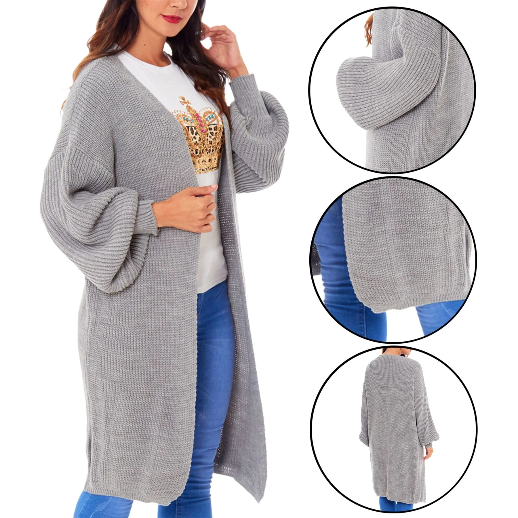 Womens Balloon Knitted Cardigan