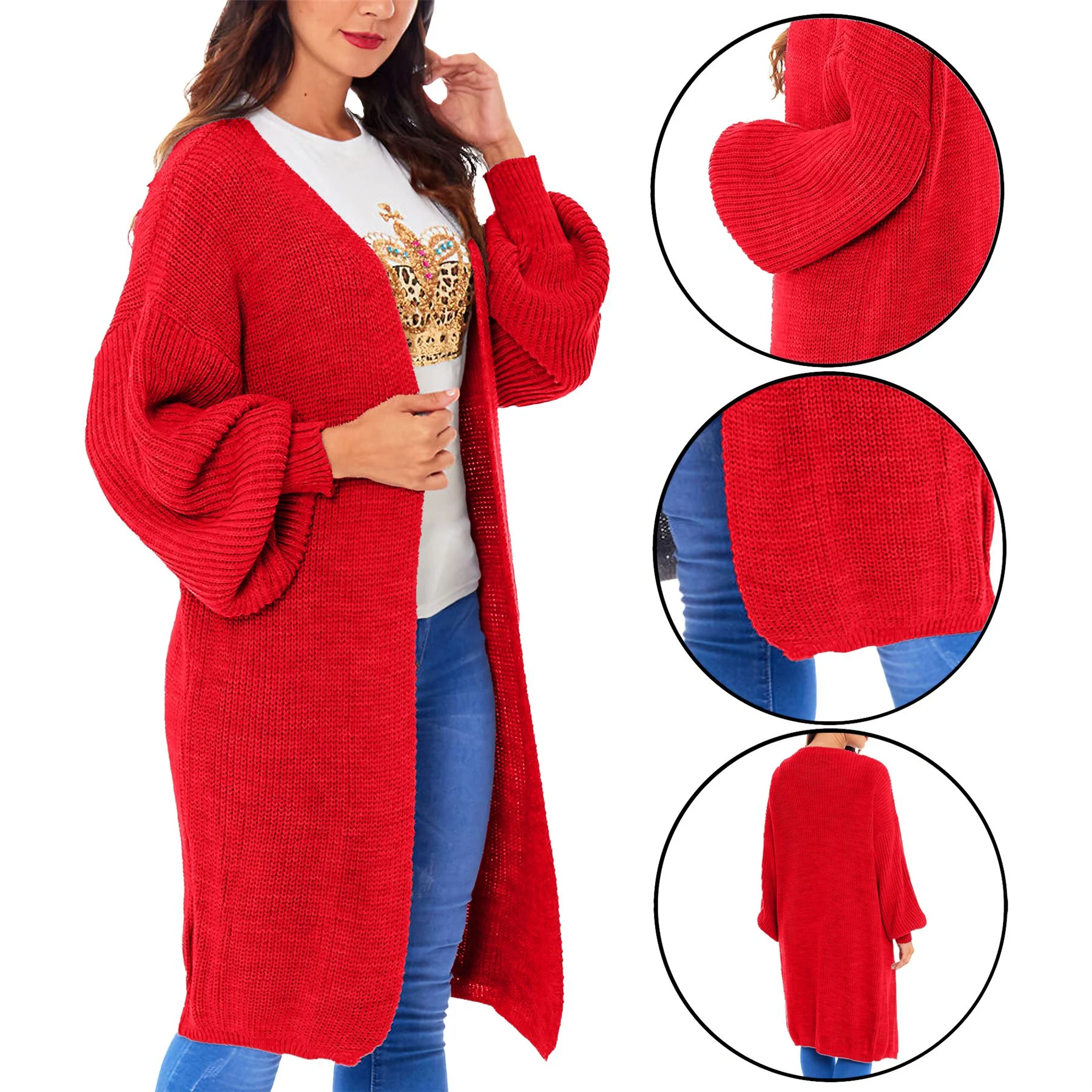 Womens Balloon Knitted Cardigan