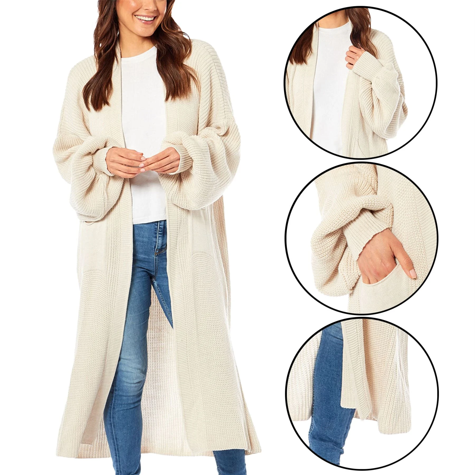 Womens Balloon Knitted Cardigan