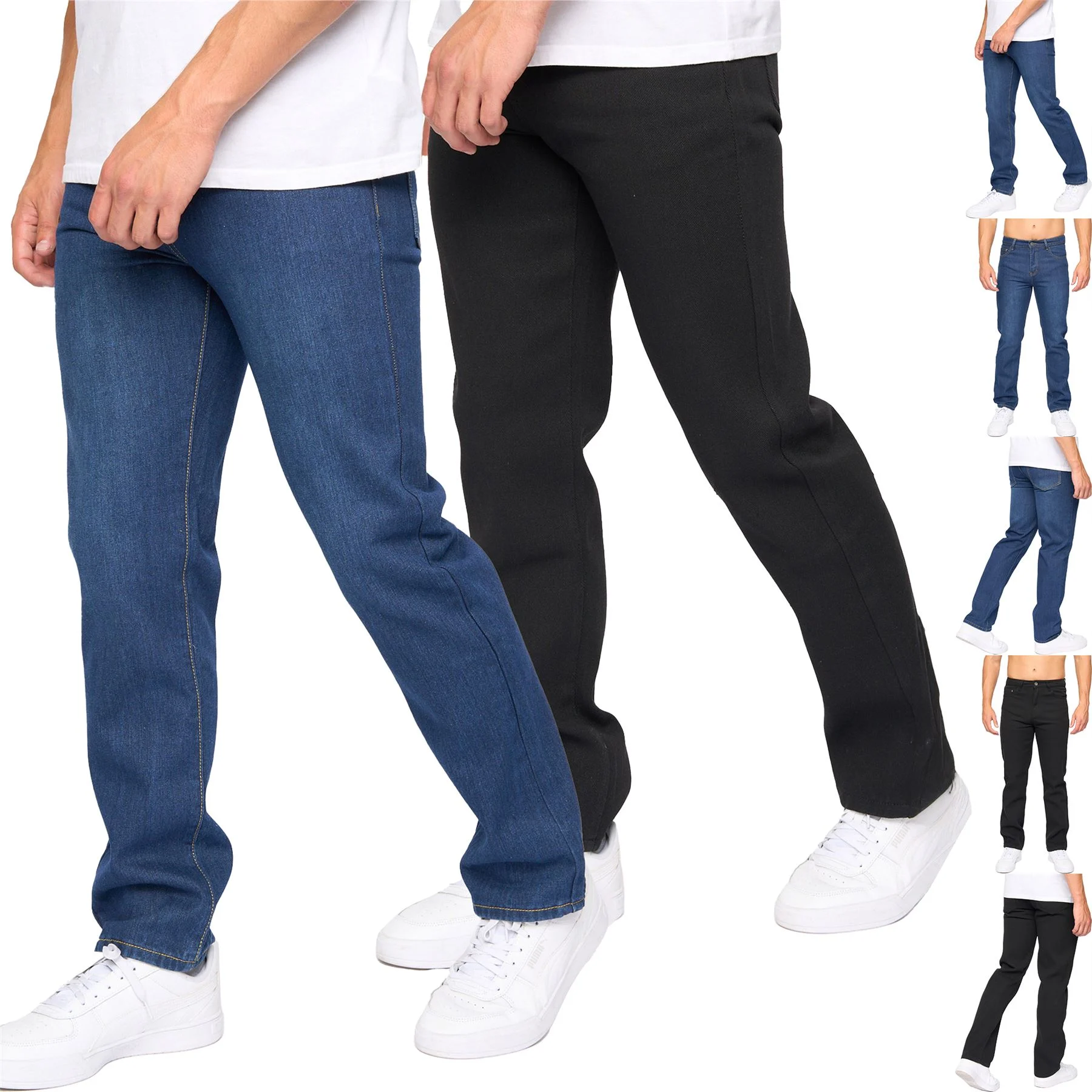 Mens 2 Pack Long Leg Stretch Jeans