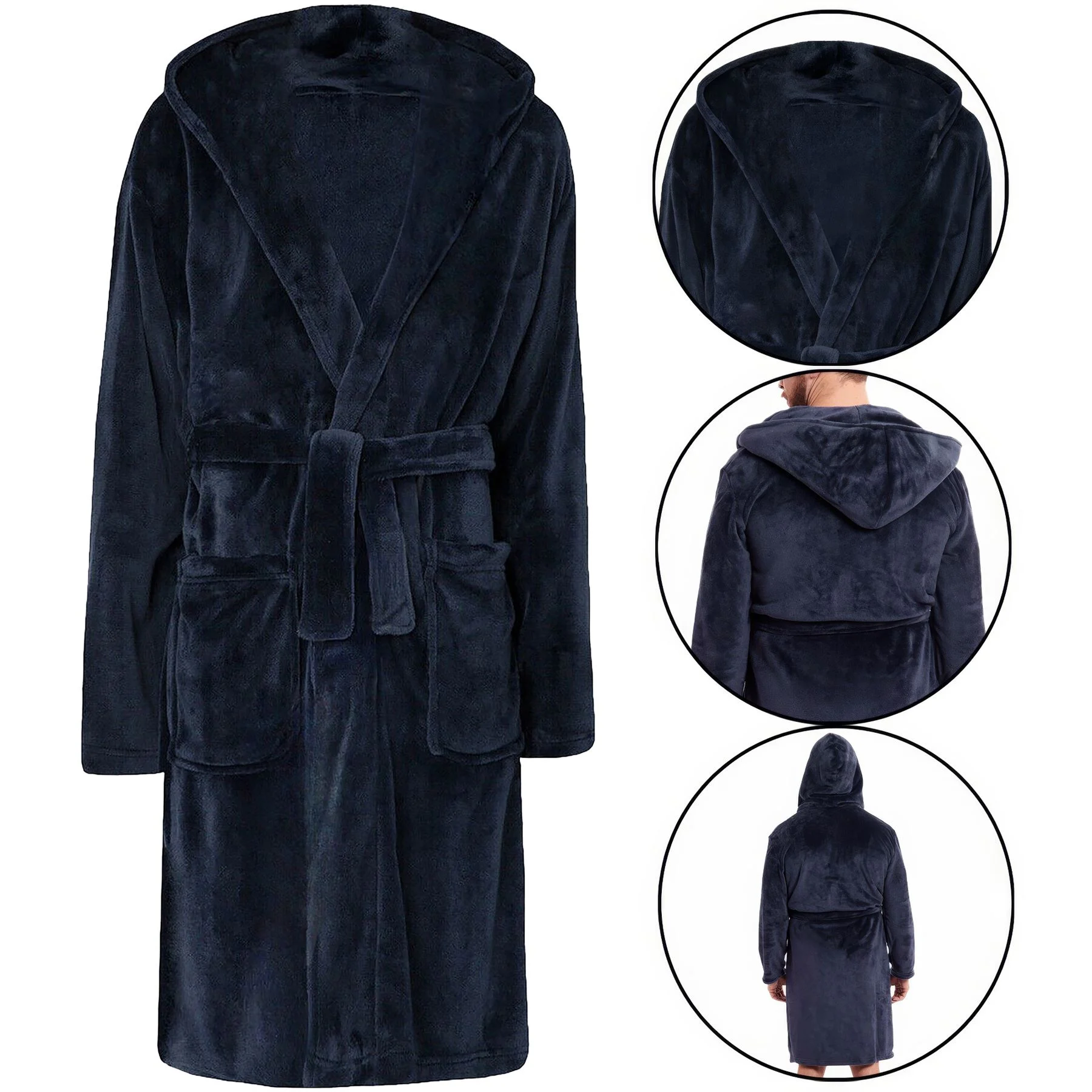 Mens Check Hooded Fleece Top