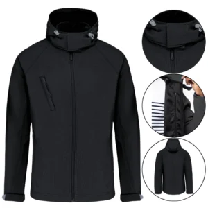 Mens Hood Fleece Lined Soft Shell Waterproof