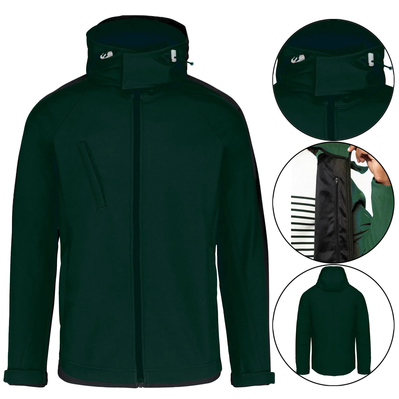 Mens Hood Fleece Lined Soft Shell Waterproof