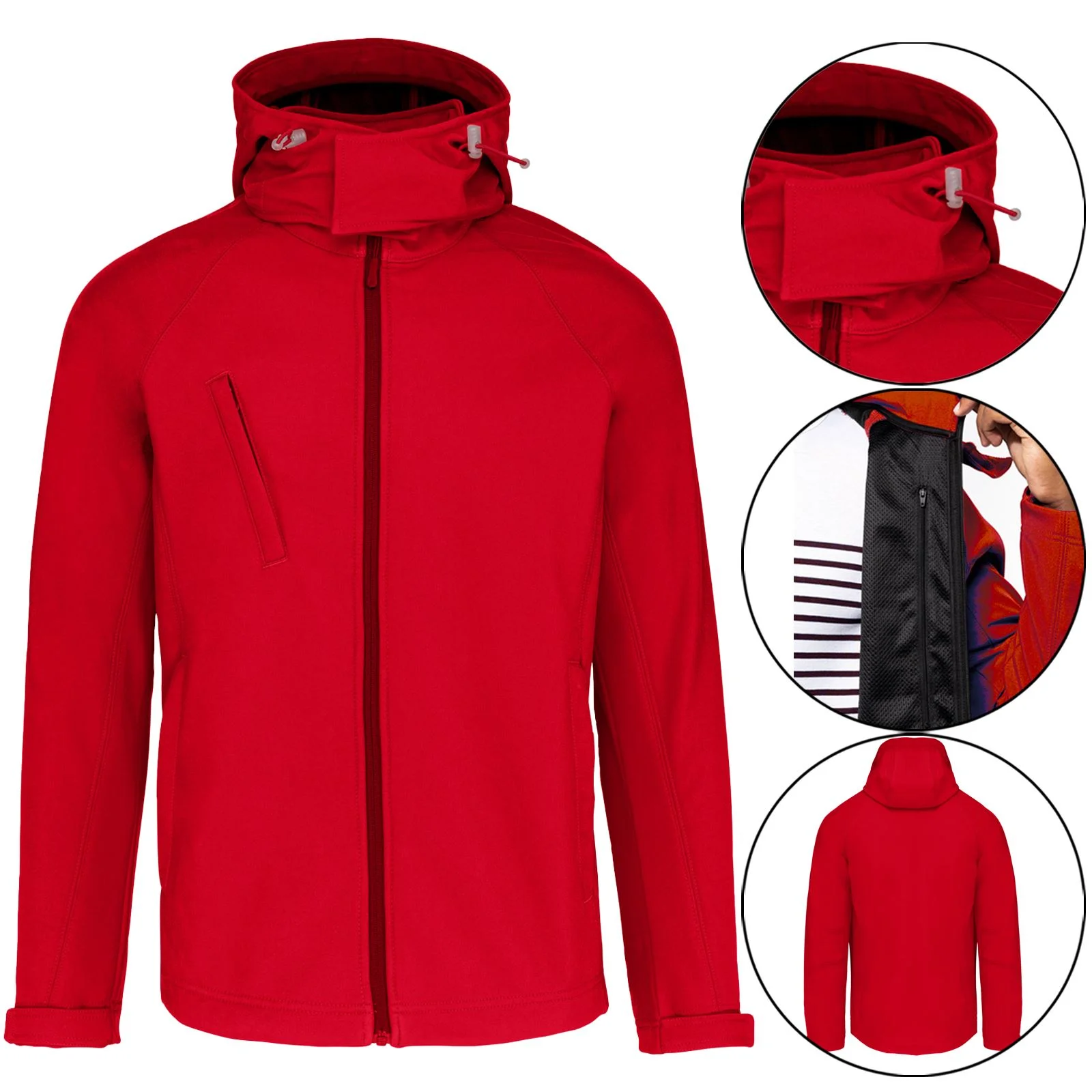 Mens Hood Fleece Lined Soft Shell Waterproof