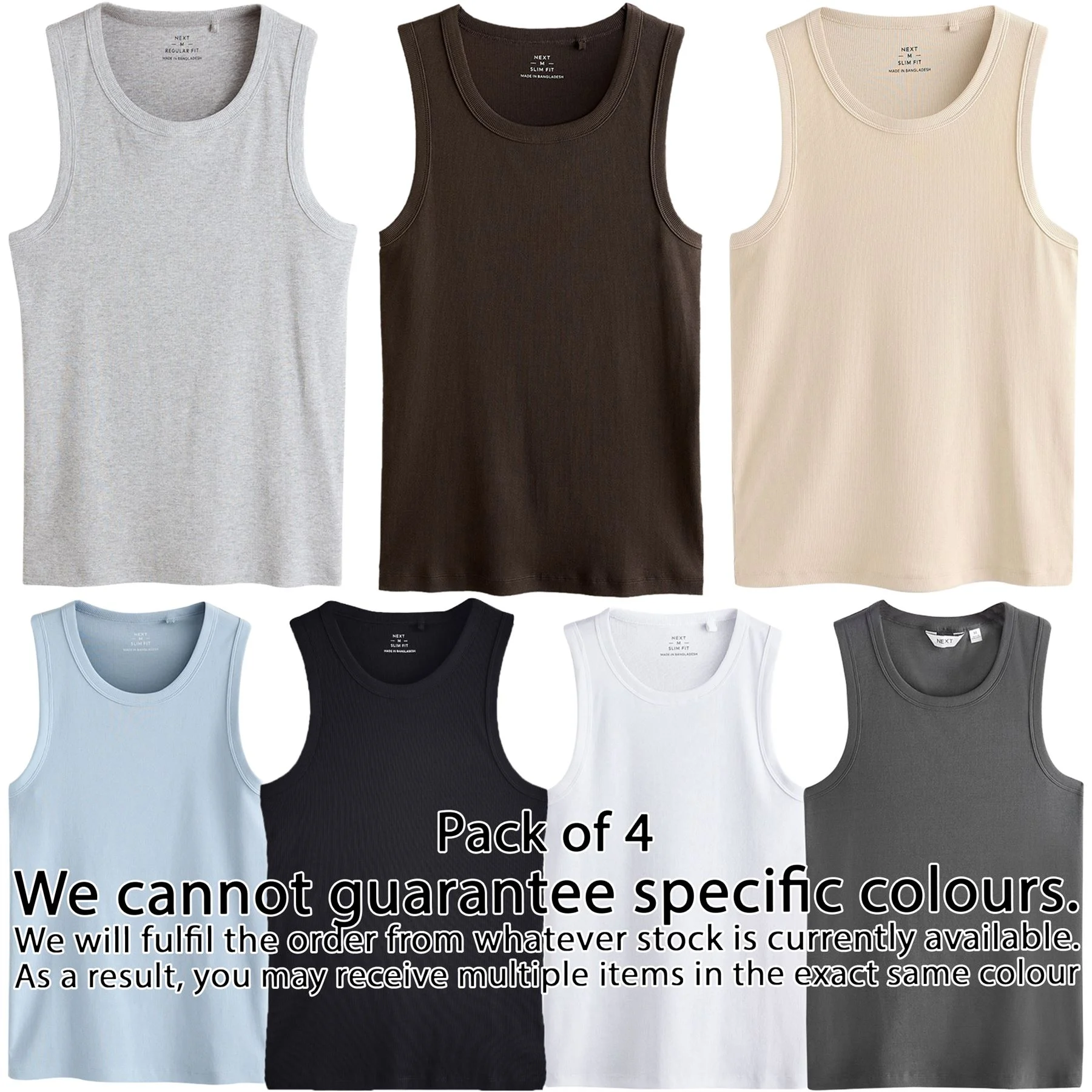 Mens 4 Pack Slim Fit Vest