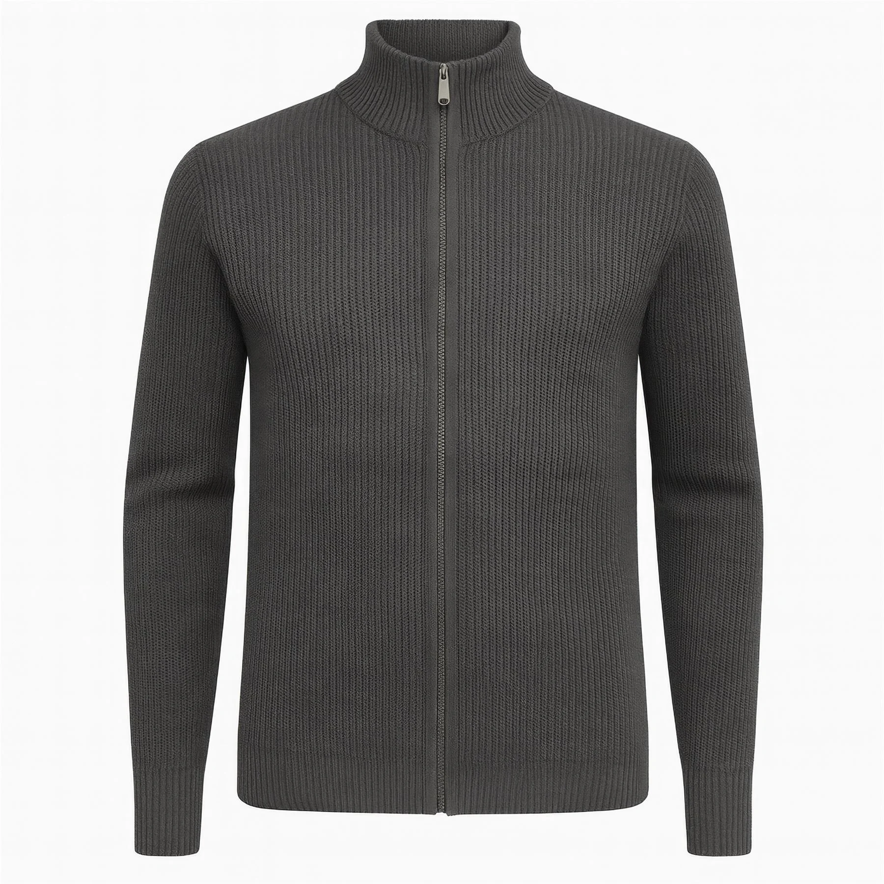 Mens Next Ribbed Stretch Knitted Zip Up