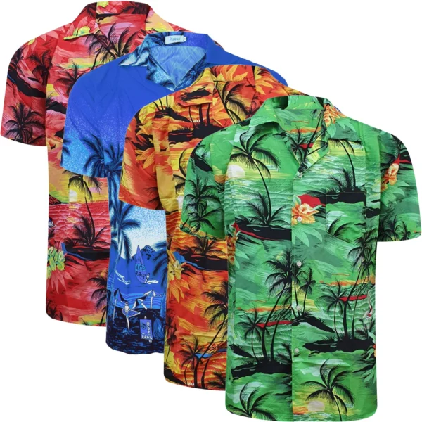 Mens 4 Pack Summer Hawaiian Shirt