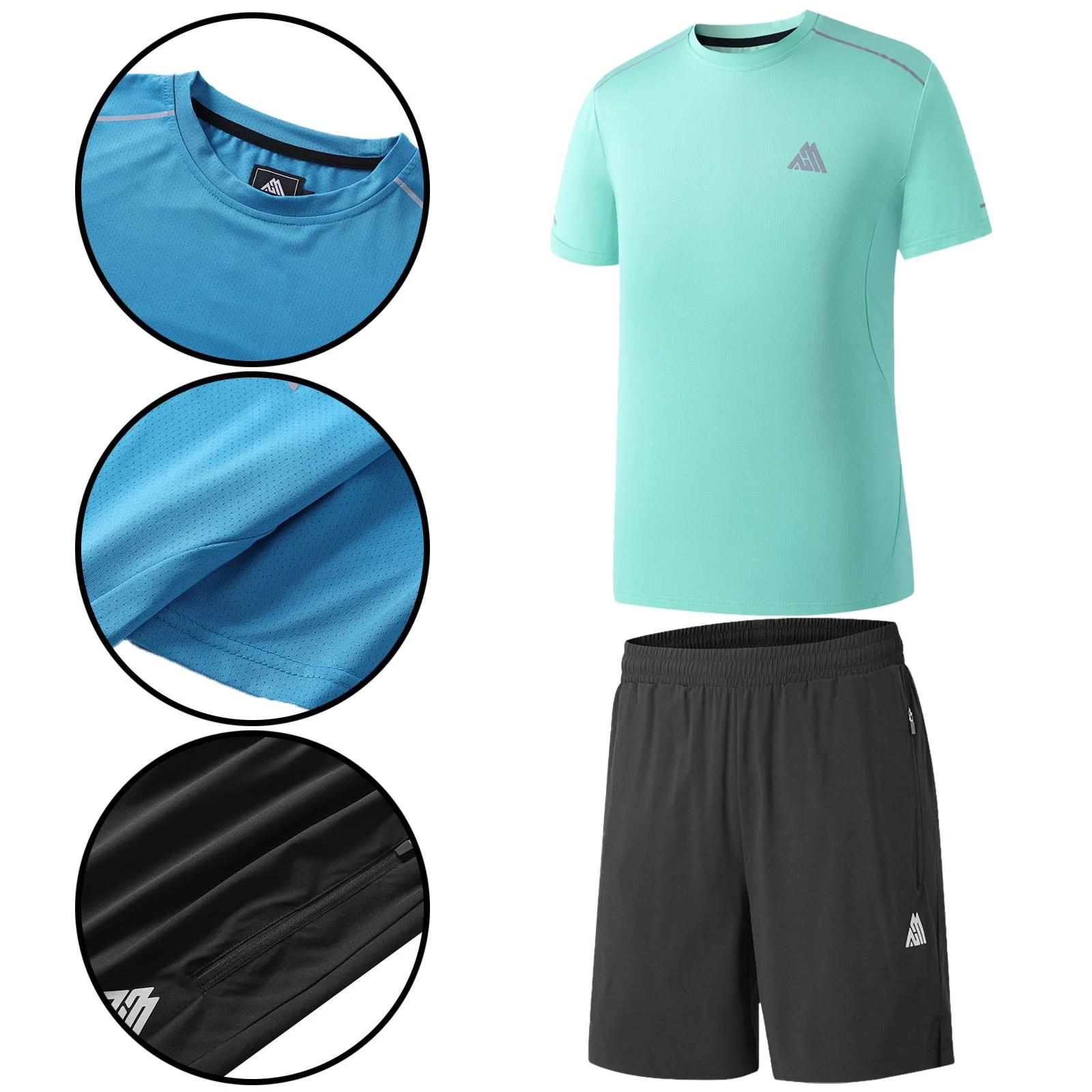Mens Piping Stretch Short Set