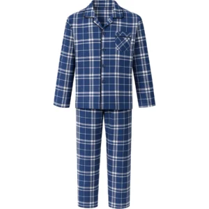 Mens Check Button Up Pyjama Set