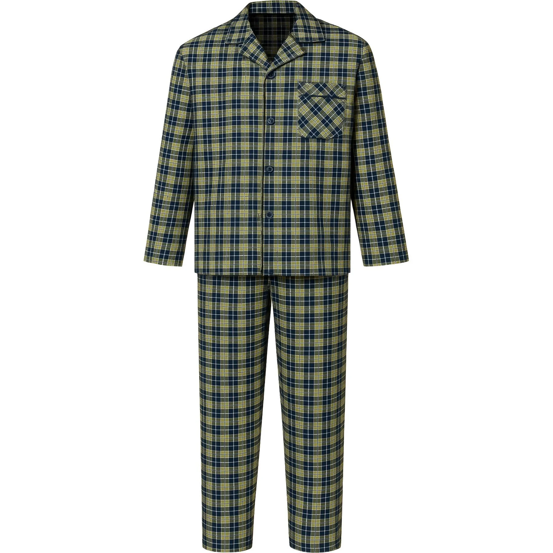 Mens Check Button Up Pyjama Set